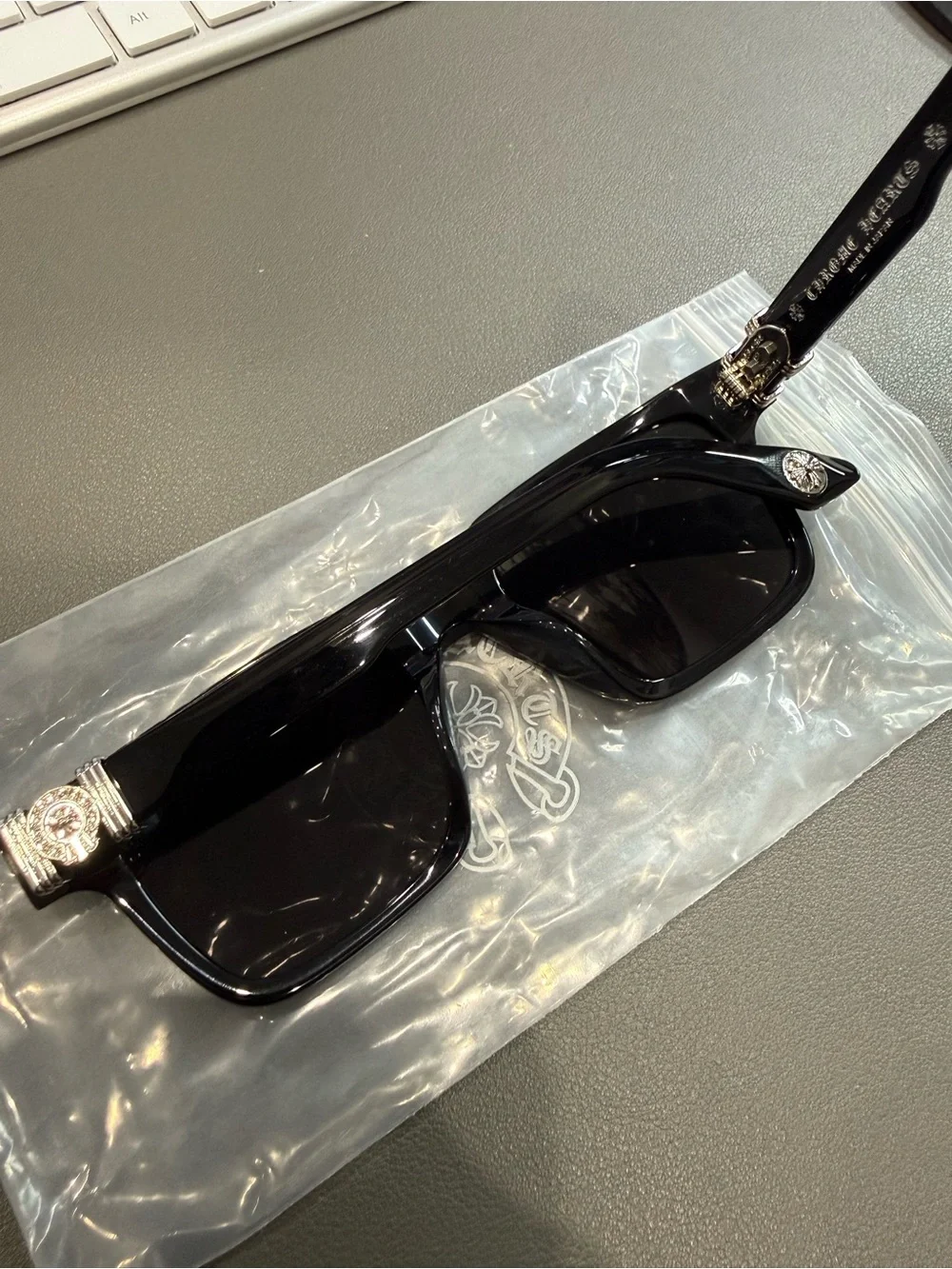 Chrome Hearts Black Thick Square Sunglasses